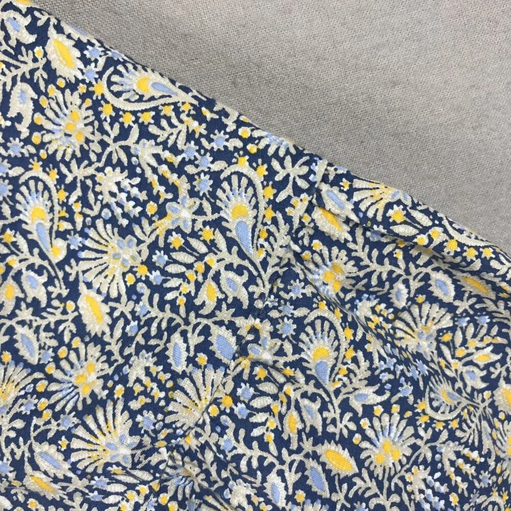 Gap Blouse Women Small Tall Blue Yellow Pullover Top V-Neck Boho Peasant Balloon - Picture 10 of 13